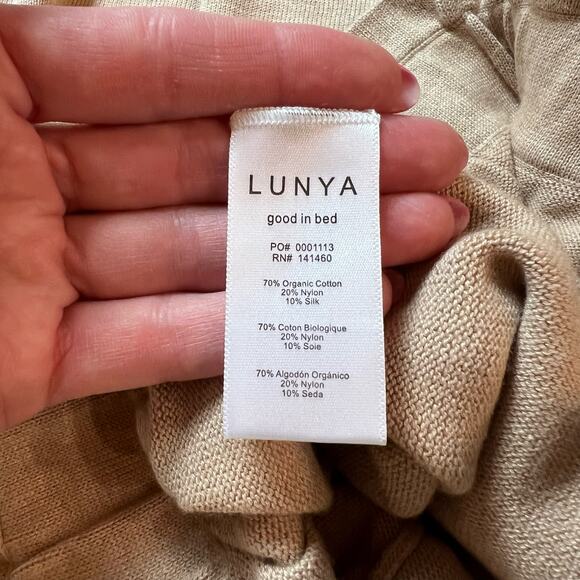 Lunya Cozy Cotton Silk Relaxed Pant Nutmeg Heather Wide Leg Drawstring M New - Picture 11 of 14